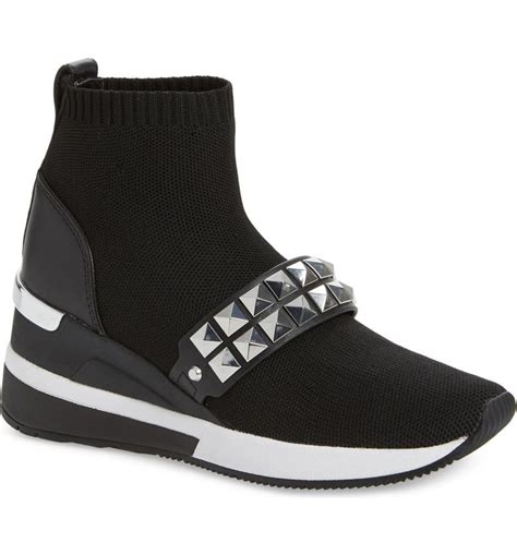 michael kors skyler embellished knit booties|mk skyler wedge sneakers.